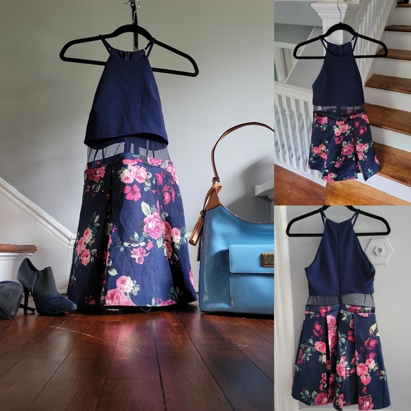 Floral Navy Jr's Dress - Picture 1 of 12